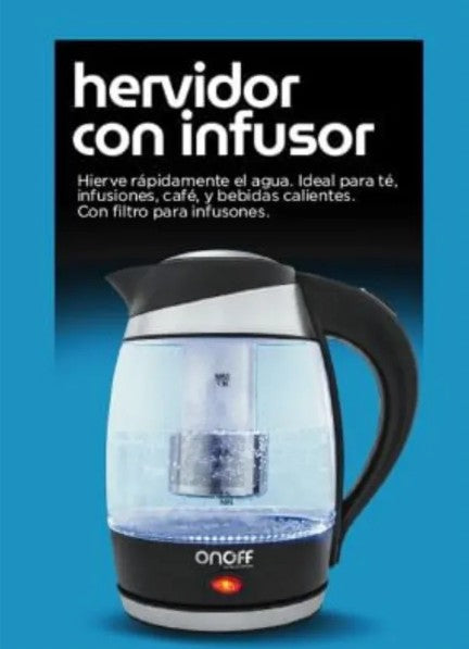 Hervidor agua tetera 1.8 litros onoff